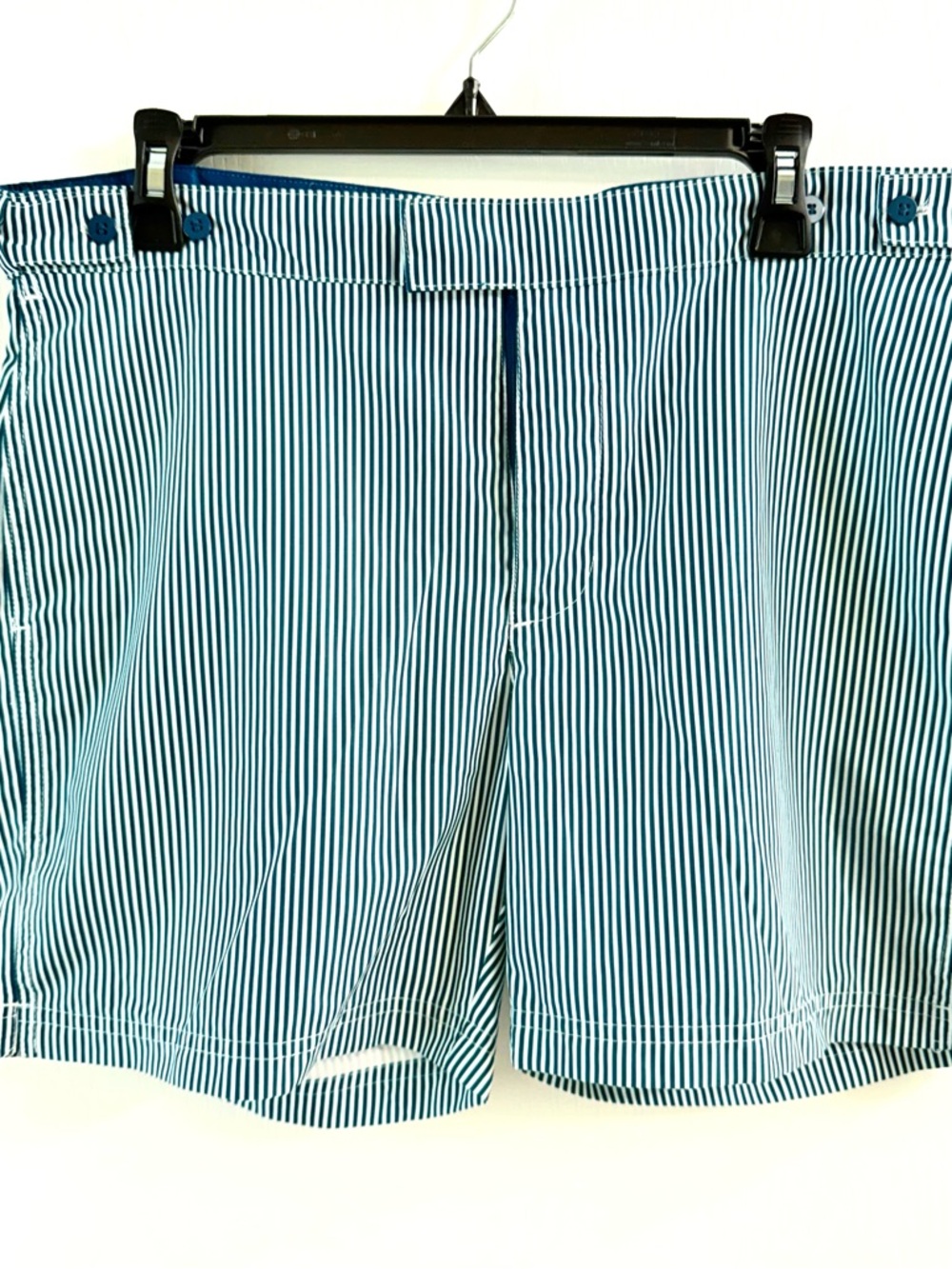 Striped Teal and White Swim Shorts